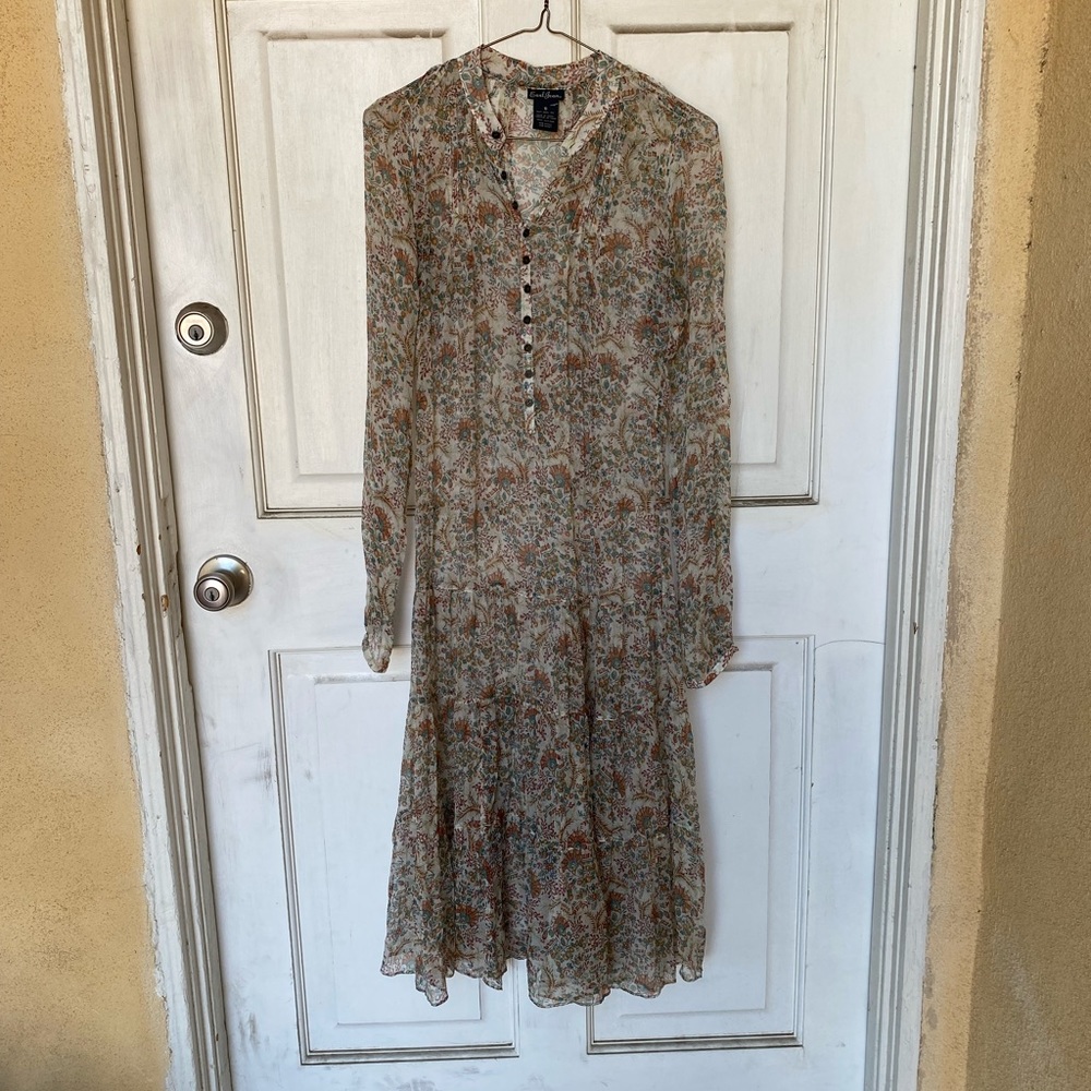 Earl Jean Sheer Long-sleeve Dress